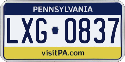 PA license plate LXG0837