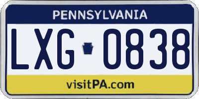 PA license plate LXG0838