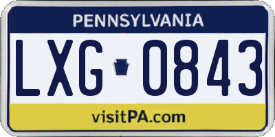 PA license plate LXG0843