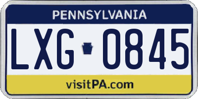 PA license plate LXG0845