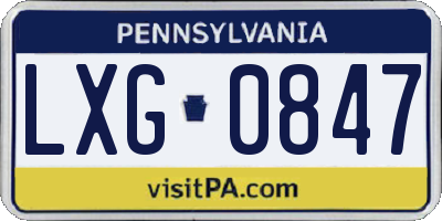 PA license plate LXG0847