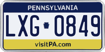 PA license plate LXG0849