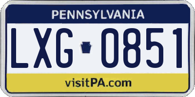PA license plate LXG0851