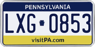 PA license plate LXG0853