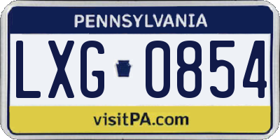 PA license plate LXG0854