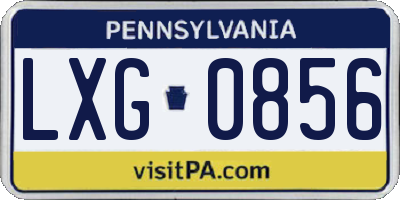PA license plate LXG0856