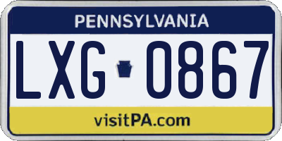 PA license plate LXG0867