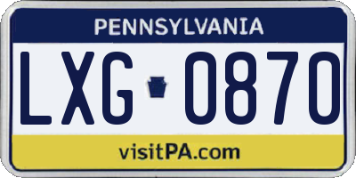 PA license plate LXG0870