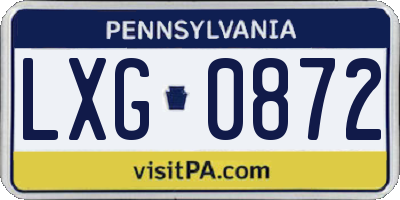 PA license plate LXG0872