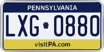 PA license plate LXG0880