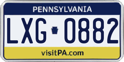 PA license plate LXG0882