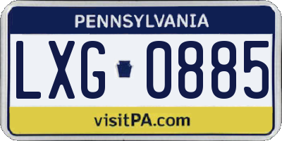 PA license plate LXG0885