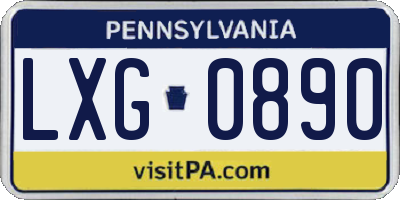 PA license plate LXG0890