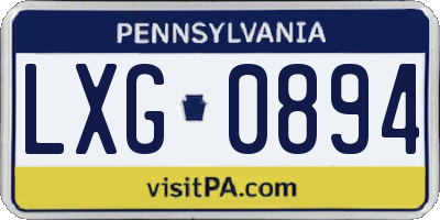 PA license plate LXG0894