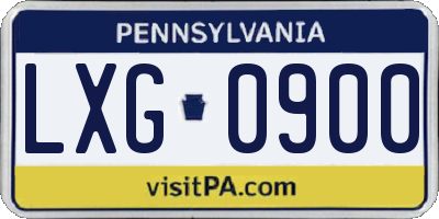 PA license plate LXG0900