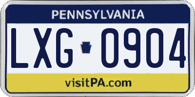 PA license plate LXG0904