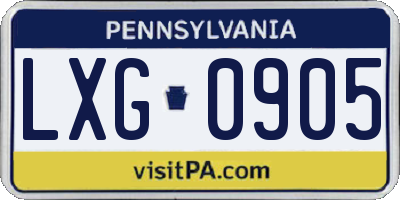 PA license plate LXG0905
