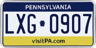 PA license plate LXG0907