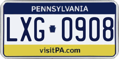 PA license plate LXG0908
