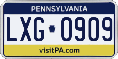 PA license plate LXG0909