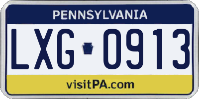 PA license plate LXG0913