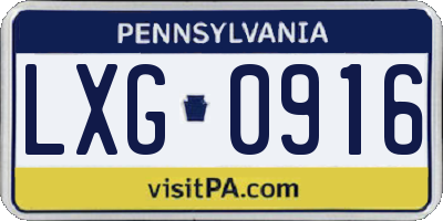 PA license plate LXG0916