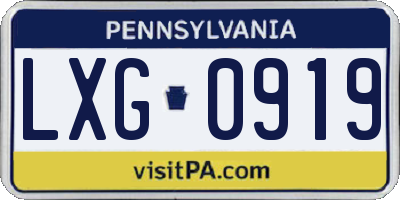PA license plate LXG0919