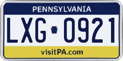 PA license plate LXG0921
