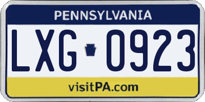 PA license plate LXG0923