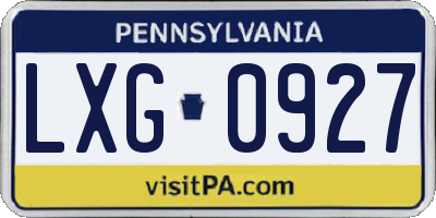 PA license plate LXG0927