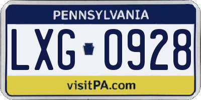 PA license plate LXG0928