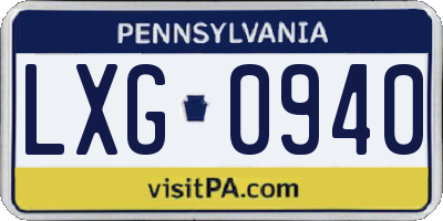 PA license plate LXG0940