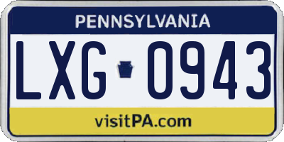 PA license plate LXG0943