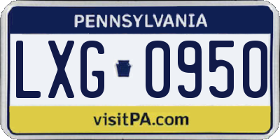 PA license plate LXG0950
