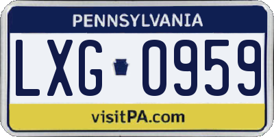 PA license plate LXG0959