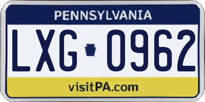 PA license plate LXG0962