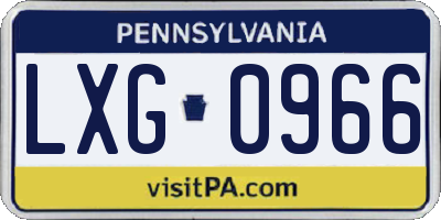 PA license plate LXG0966