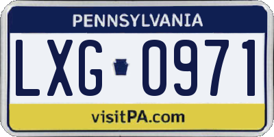 PA license plate LXG0971