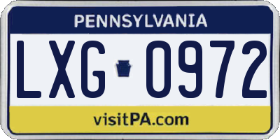 PA license plate LXG0972