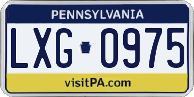 PA license plate LXG0975