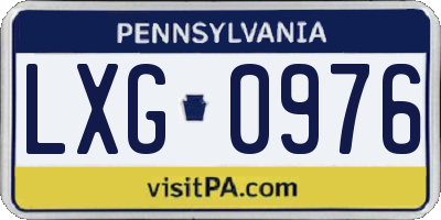 PA license plate LXG0976