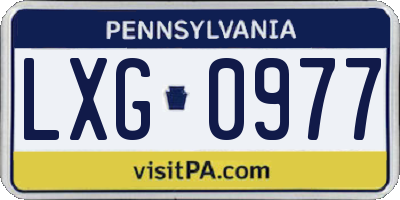 PA license plate LXG0977