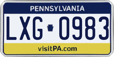 PA license plate LXG0983