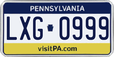 PA license plate LXG0999
