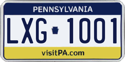 PA license plate LXG1001