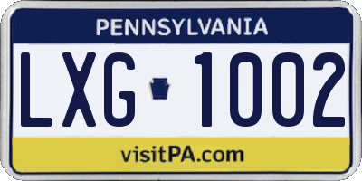 PA license plate LXG1002