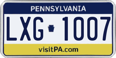 PA license plate LXG1007