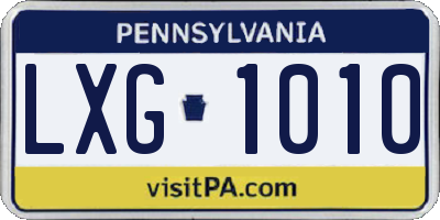 PA license plate LXG1010