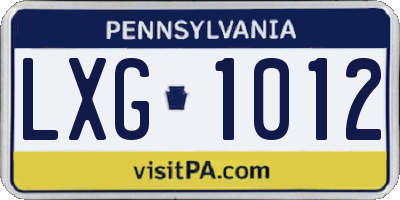 PA license plate LXG1012
