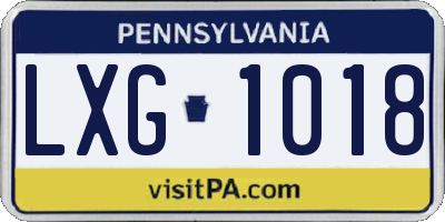 PA license plate LXG1018